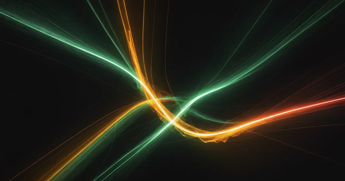 Abstract visualization of three data streams converging to reveal a root cause
